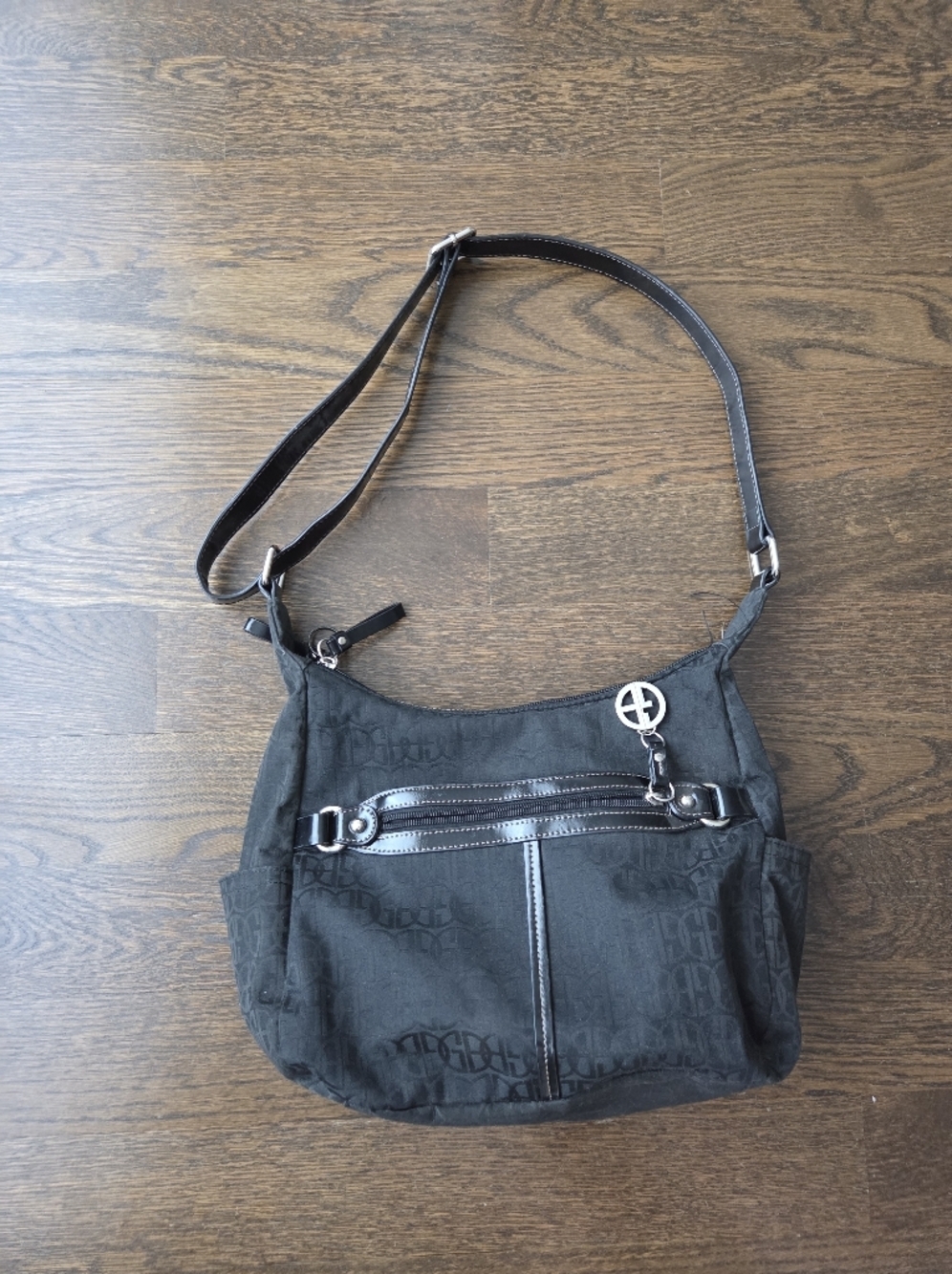 Giani Bernini Black Signature-Pattern Shoulder /CrossbodyBag